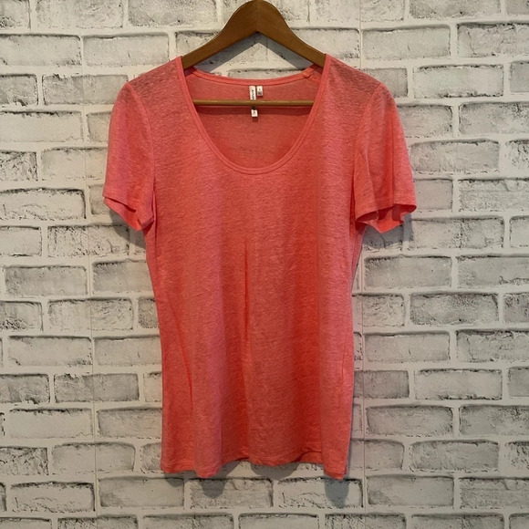 Women’s Banana Republic The signature tee pink 100% linen Small - Picture 1 of 5